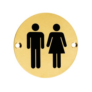 ZOO SIGNAGE Sex Symbol - Unisex - 76mm - Dia PVD Satin Brass