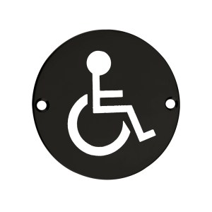 ZOO SIGNAGE Sex Symbol - Disabled - 76mm Dia - Powder Coated Matt Black