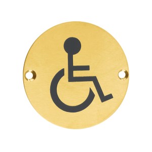 ZOO SIGNAGE Sex Symbol - Disabled - 76mm - Dia PVD Satin Brass