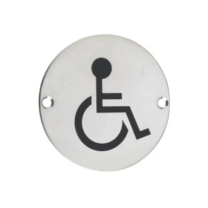 ZOO SIGNAGE Sex Symbol - Disabled - 76mm dia Polished Stainless