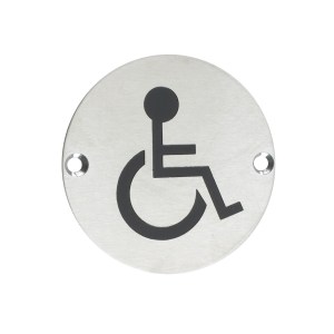 ZOO SIGNAGE Sex Symbol - Disabled - 76mm dia Satin Stainless