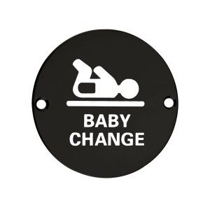 ZOO SIGNAGE Sex Symbol - Baby Change - 76mm Dia - Powder Coated Matt Black