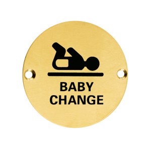 ZOO SIGNAGE Sex Symbol - Baby Change - 76mm - Dia PVD Satin Brass