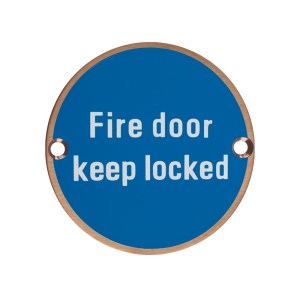 ZOO SIGNAGE Signage - Fire Door Keep Locked - 76mm dia PVD Bronze PVD Bronze