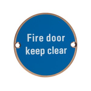 ZOO SIGNAGE Signage - Fire Door Keep Clear - 76mm dia PVD Bronze PVD Bronze