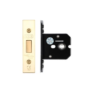 ZOO LOCKS & LATCHES Flat Dead lock - 64mm C/W PVD Forend and Strike Brass Finish / Anti Tarnish