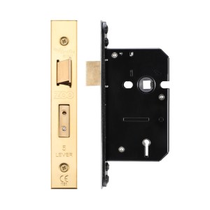 ZOO LOCKS & LATCHES 5 Lever Sash Lock - 64mm C/W PVD Forend and Strike Brass Finish / Anti Tarnish