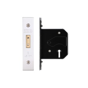 ZOO LOCKS & LATCHES 3 Lever Replacement Dead Lock - 64mm c/w Stainless Steel Forend and Strike - Keyed Alike 301 Satin Stainless