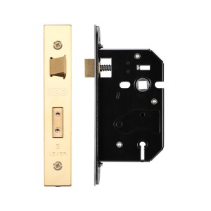 ZOO LOCKS & LATCHES 3 Lever Replacement Sash Lock - 64mm c/w PVD Forend and Strike Brass Finish / Anti Tarnish