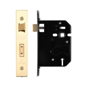 ZOO LOCKS & LATCHES 3 Lever Replacement Sash Lock - 76mm c/w PVD Forend and Strike Brass Finish / Anti Tarnish