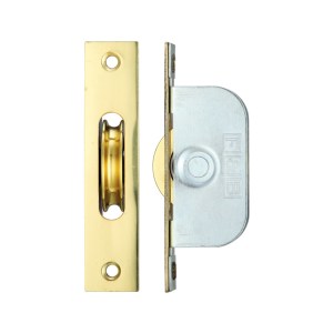 FULTON & BRAY Brass Ball Bearing Pulleys - 1 3/4" Square Forend Polished Brass