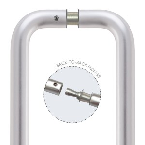 ZOO DOOR HARDWARE Pair of 19mm D Pull Handle 150mm c/w Back to Back Fixings Satin Aluminium