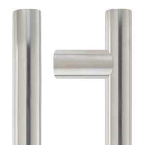 ZOO DOOR HARDWARE 30mm Guardsman Pull Handle - 1200mm - Grade 201 - Bolt Through Fixings - 1000mm c/c Satin Stainless