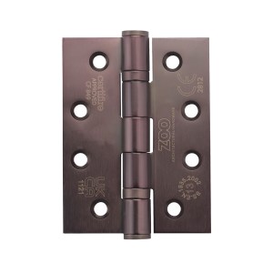 ZOO HINGES Grade 13 Hinges - Ball Bearing 102mm x 76mm x 3mm Square Corner - PVD Etna Bronze-E Coated Coffee