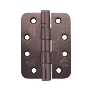 ZOO HINGES Grade 13 Hinges - Ball Bearing 102mm x 76mm x 3mm Radius Corner - PVD Etna Bronze - E Coated Coffee