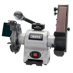 Draper® Bench Grinder with Sanding Belt and Work light, 150mm, 370W