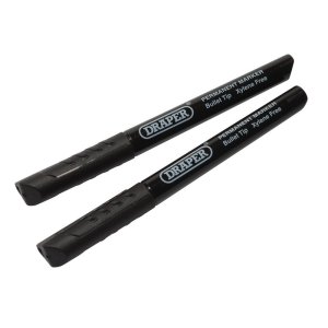Draper® Marker Pens, Black (Pack of 2)
