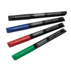 Draper® Marker Pens, Multicoloured (Pack of 4)