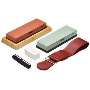 Draper® Whetstone Sharpening Stone Set with Non-Slip Base and Angle Guide, 400/1000/3000/8000 Grit
